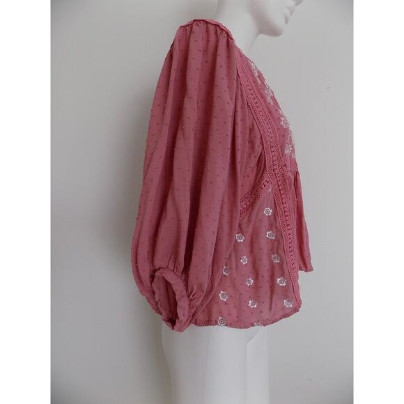 LIV Los Angeles boho top peasant blouse size Large embroidered - Picture 6 of 10